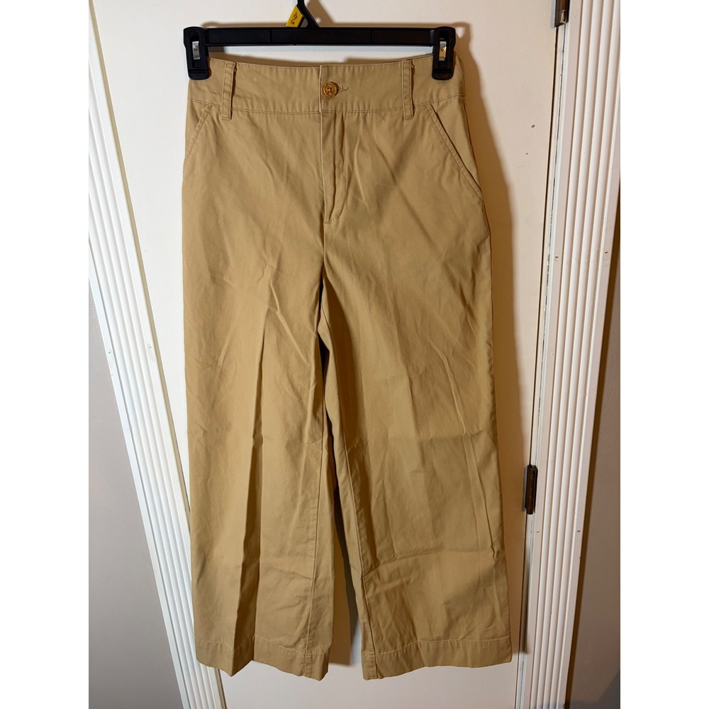 Who What Wear Womens Khaki Tan Wide Leg Cotton Canvas Trousers Pants Size 2